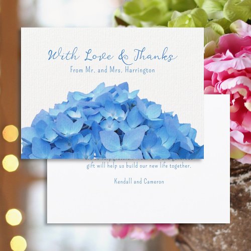 Blue Hydrangea Flower Love n Thanks Message Card