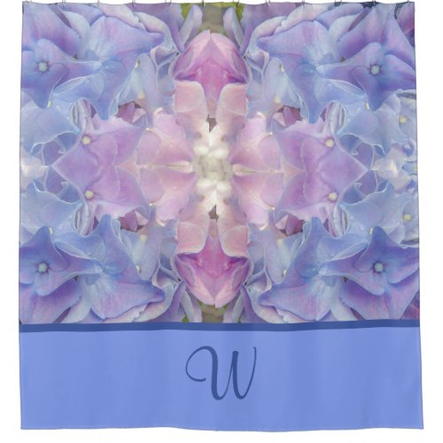 Blue Hydrangea Flower Monogrammable Shower Curtain