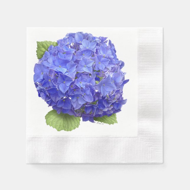 Blue Hydrangea Flower Napkins (Front)
