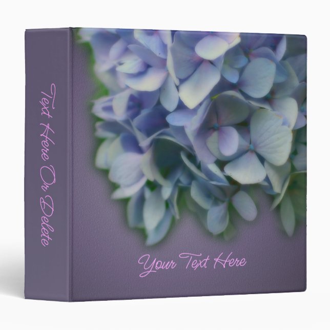 Blue Hydrangea Flower Nature Personalized 3 Ring Binder (Front/Spine)