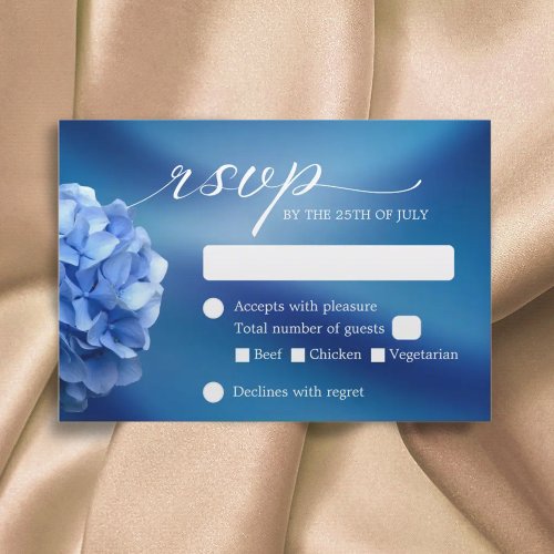 Blue Hydrangea Flower Navy Blue Wedding RSVP