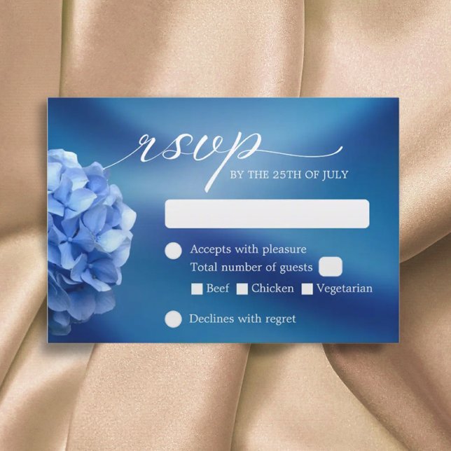 Blue Hydrangea Flower Navy Blue Wedding RSVP (Creator Uploaded)