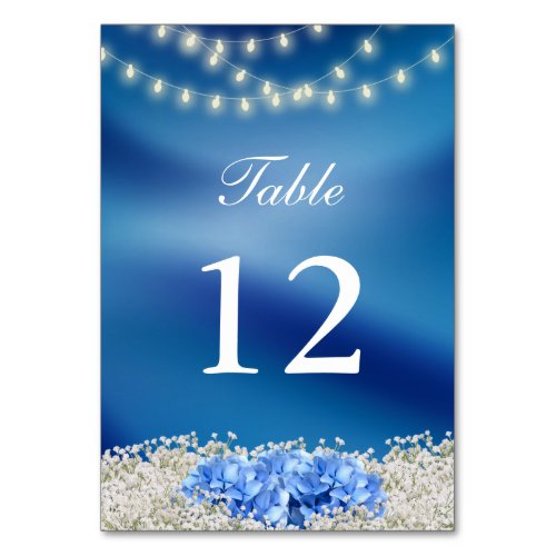 Blue Hydrangea Flower Navy Blue Wedding Table Table Number
