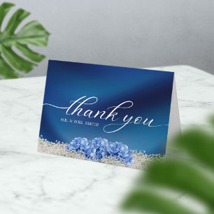 Blue Hydrangea Flower Navy Blue Wedding Thank You