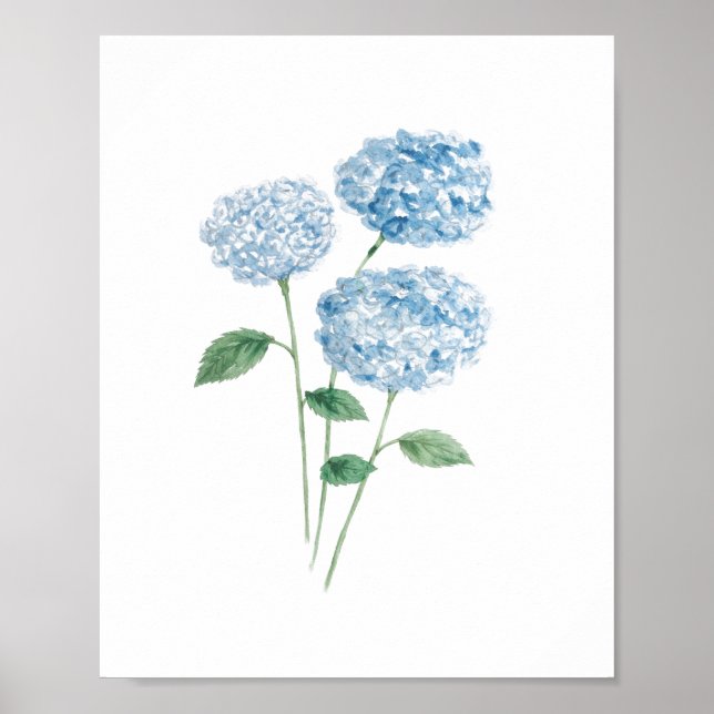Blue Hydrangea Flower Painting Beach Poster (Front)
