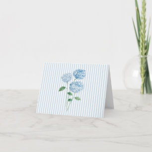 Blue Hydrangea Flower Painting Blue Stripe Letterpress Thank You Card
