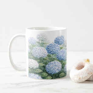 Blue Hydrangea Flower Painting Coffee Mug