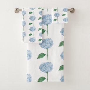 Blue Hydrangea Flower Painting Pattern Bath Towel Set
