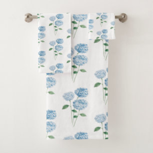 Blue Hydrangea Flower Painting Pattern Bath Towel Set