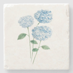 Blue Hydrangea Flower Painting Stone Coaster