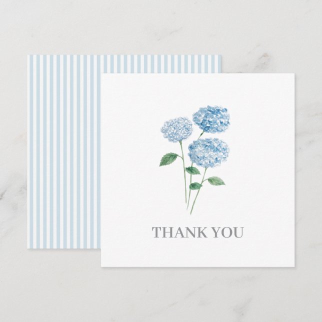 Blue Hydrangea Flower Painting Thank You Invitation (Front/Back)