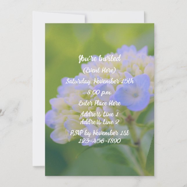 Blue Hydrangea Flower Party  Invitation (Front)