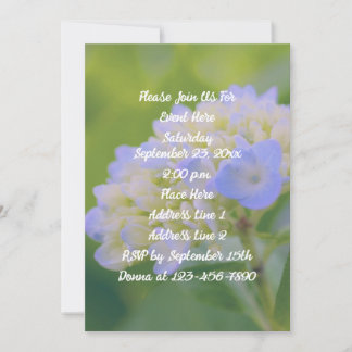 Blue Hydrangea Flower Party Invitation