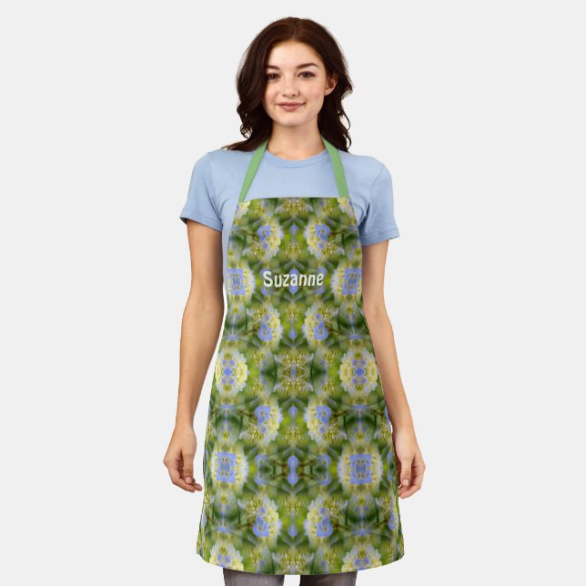 Blue Hydrangea Flower Pattern Personalized    Apron (Worn)