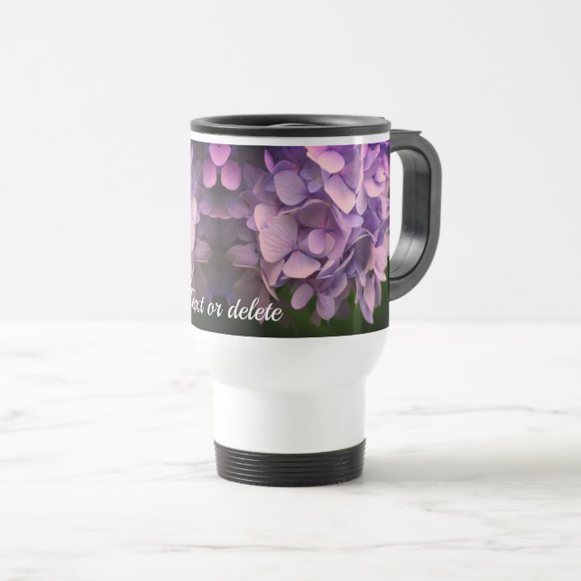 Blue Hydrangea Flower Personalized   Travel Mug (Front Right)