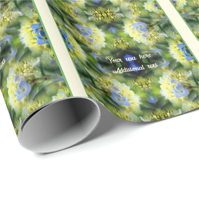 Blue Hydrangea Flower Personalized  Wrapping Paper (Roll Corner)