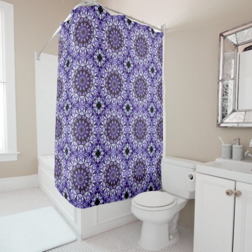 Blue Hydrangea Flower Petals Abstract Art Pattern  Shower Curtain