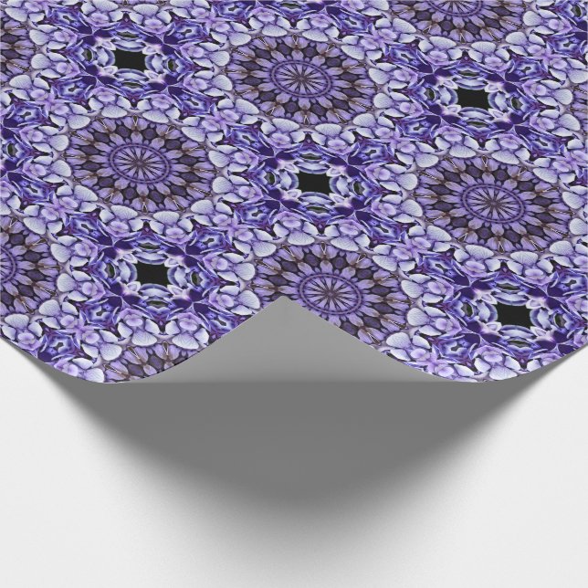 Blue Hydrangea Flower Petals Abstract Art Pattern Wrapping Paper (Corner)