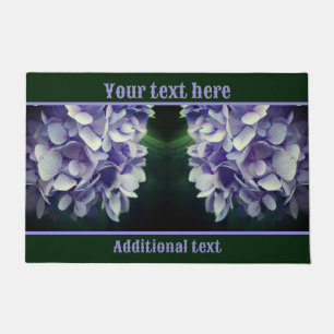 Blue Hydrangea Flower Petals Personalized Doormat