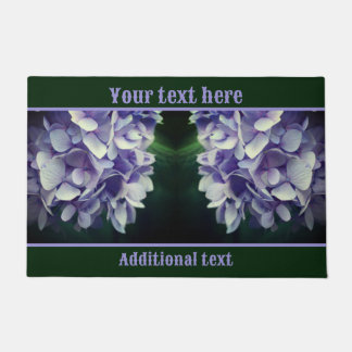 Blue Hydrangea Flower Petals Personalized Doormat