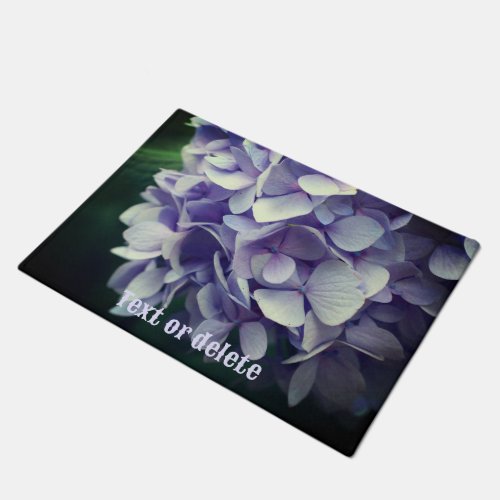 Blue Hydrangea Flower Petals Personalized Doormat
