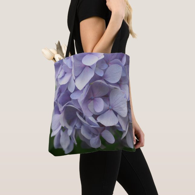 Blue Hydrangea Flower Petals Tote Bag (Close Up)