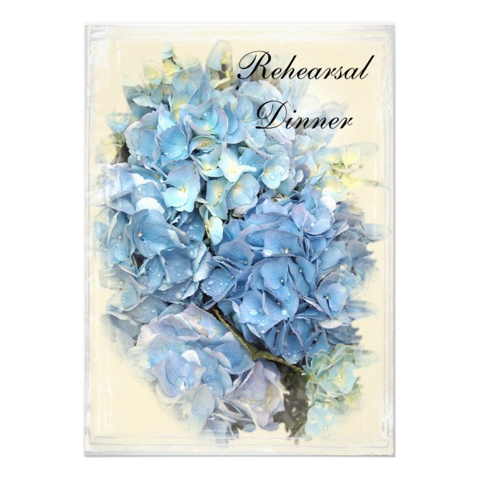 Blue Hydrangea Flower Rehearsal Dinner Invitation