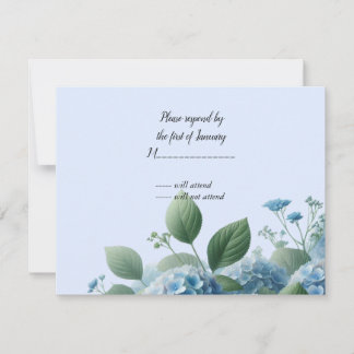 Blue Hydrangea Flower Reply Card