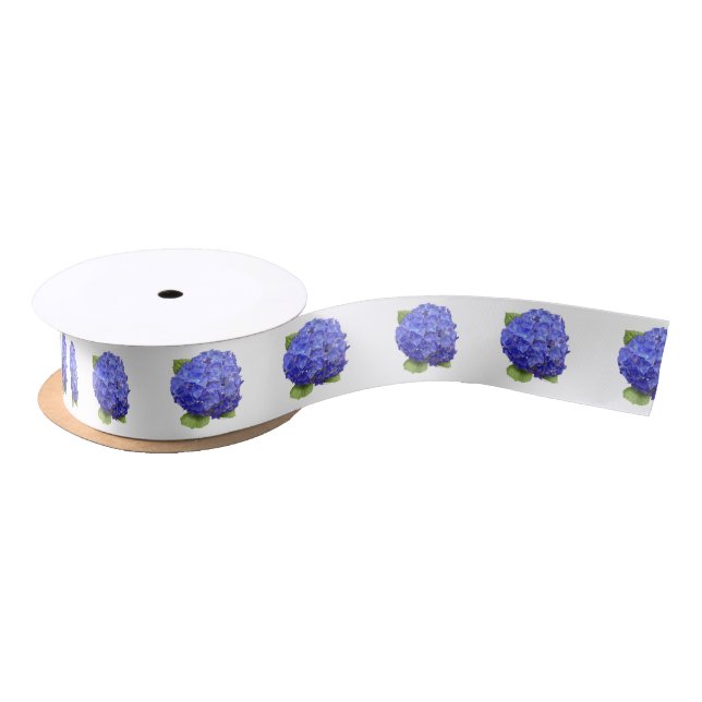 Blue Hydrangea Flower Satin Ribbon (Spool)