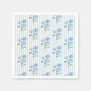 Blue Hydrangea Flower Shower Blue Stripe Napkins