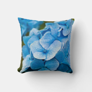 Blue Hydrangea flower Throw Pillow
