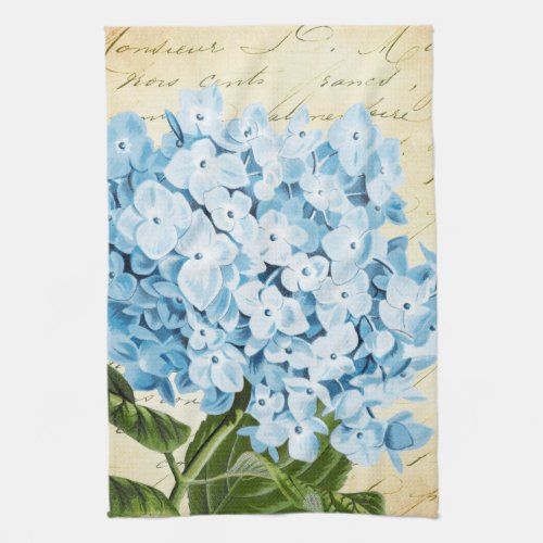 Blue Hydrangea Flower Vintage Botanical Kitchen Towel