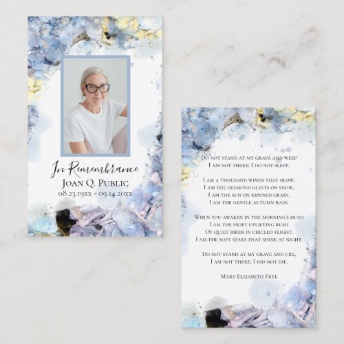 Blue Hydrangea Flower Watercolor Funeral Prayer
