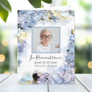 Blue Hydrangea Flower Watercolor Funeral Sympathy Thank You Card