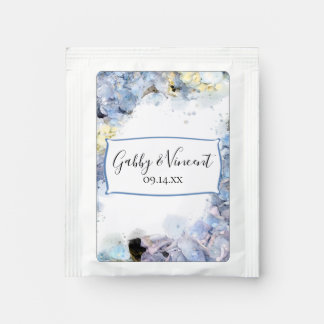 Blue Hydrangea Flower Watercolor Wedding Favor Tea Bag Drink Mix