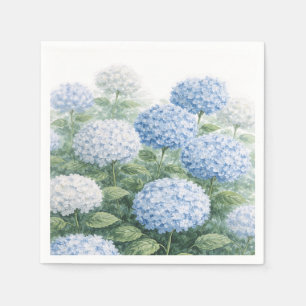 Blue Hydrangea Flower Wedding Baby Shower Napkins