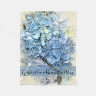 Blue Hydrangea Flower Wedding Fleece Blanket
