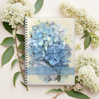 Blue Hydrangea Flower Wedding Notebook by loraseverson at Zazzle