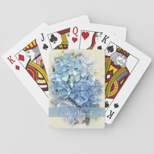 Blue Hydrangea Flower Wedding Poker Cards
