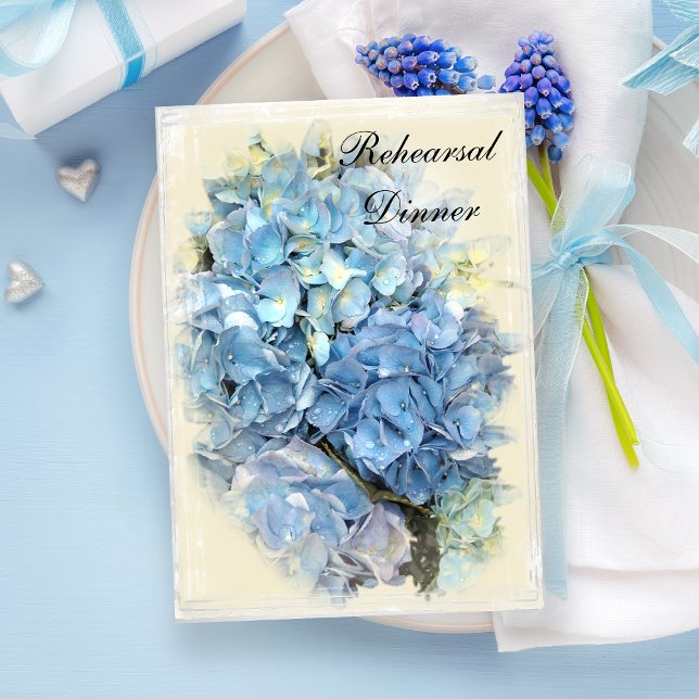 Blue Hydrangea Flower Wedding Rehearsal Dinner Invitation (Creator Uploaded)