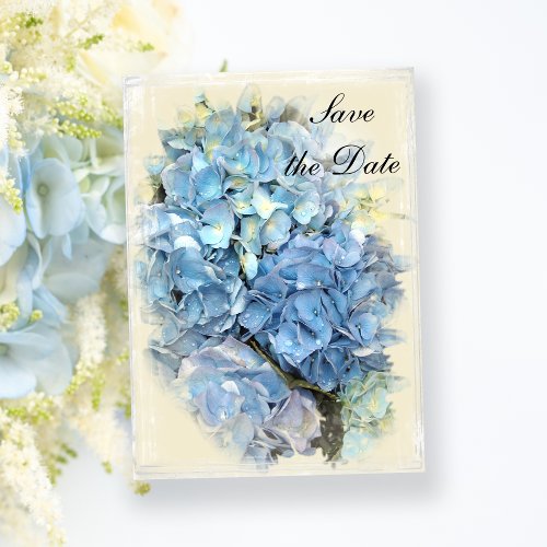 Blue Hydrangea Flower Wedding Announcement