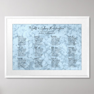Blue Hydrangea Flower Wedding Seating Chart Poster