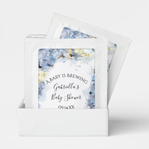 Blue Hydrangea Flowers Baby is Brewing Shower Tea Bag Drink Mix