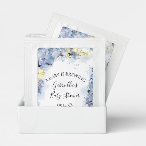 Blue Hydrangea Flowers Baby is Brewing Shower Tea Bag Drink Mix