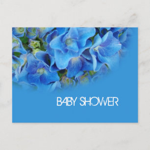 blue hydrangea flowers baby shower invitation postcard