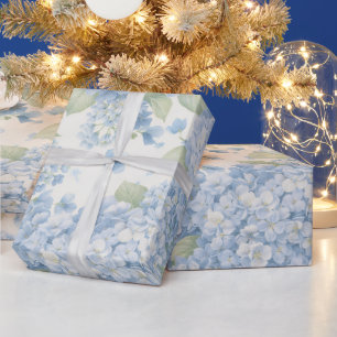 Blue Hydrangea Flowers Birthday Gift Wrap