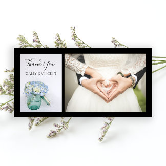 Blue Hydrangea Flowers Blue Jar Wedding Thank You Card