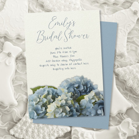 Blue Hydrangea Flowers Border Shower Invitation