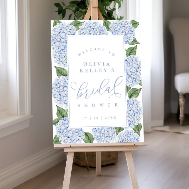 Blue Hydrangea Flowers Bridal Shower Welome Foam Board (Creator Uploaded)