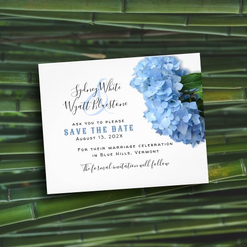 Blue Hydrangea Flowers Budget Save the Date Flyer